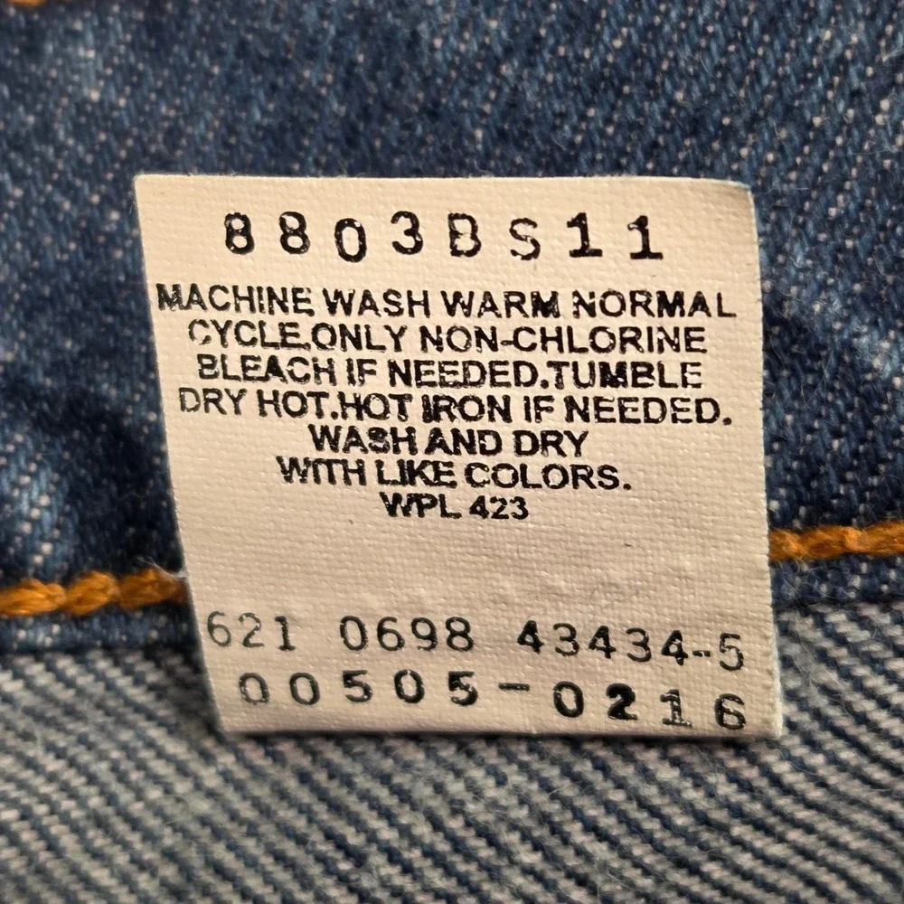 Vtg 90s Levi's 505 Jeans Mens 36x32‎ Fits 34×32 Blue Straight Leg Vintage 1998